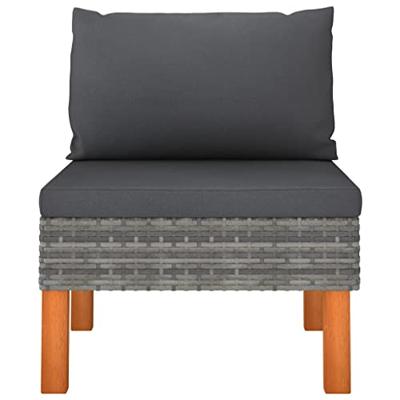 VidaXL Middenbank poly rattan en massief eucalyptushout