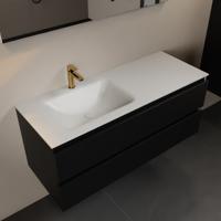 MONDIAZ AIVY 120cm badmeubel Urban, wastafel Talc solid surface links 1 kraangat met spiegel (AI-351631TALC-SI - AI-M120URLI - AI-S120X71) - thumbnail