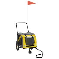 VidaXL Hondenfietstrailer oxford stof en ijzer geel en zwart - thumbnail