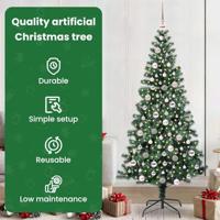 VidaXL Kunstmatig voorverlicht kerstboom groen 210 cm pvc en metaal - thumbnail