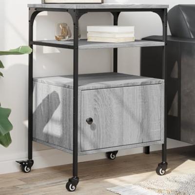 VidaXL Printerkastje 3-laags 50x40x76 cm bewerkt hout grijs sonoma