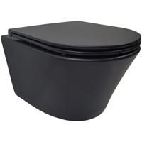 Wiesbaden Vesta Rimless Wandcloset met Softclose Flatline Zitting - Mat Zwart - thumbnail