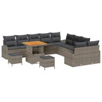 Tuinbankenset met kussen 13 pcs Grijs poly rattan - thumbnail