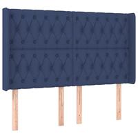 Hoofdbord met randen 147x16x118/128 cm stof blauw - thumbnail