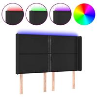 Hoofdbord LED 147x16x118/128 cm kunstleer zwart - thumbnail