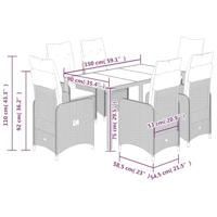 7-delige Bistroset met kussens poly rattan bruin - thumbnail