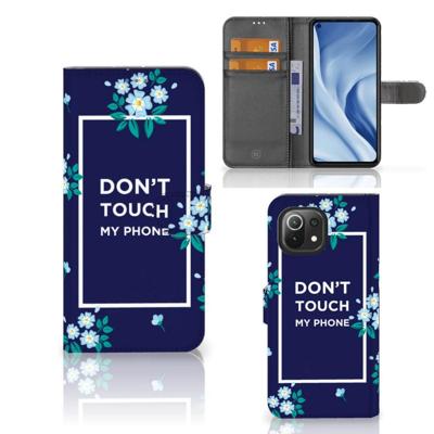 Xiaomi 11 Lite 5G NE | Mi 11 Lite Portemonnee Hoesje Flowers Blue DTMP Xiaomi 11 Lite 5G NE | Mi 11 Lite Portemonnee Hoesje Flowers Blue DTMP