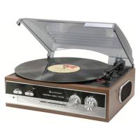 Soundmaster PL186H Retro Vintage Nostalgische platenspeler met ingebouwde luidsprekers en radio hoofdtelefoonaansluiting 3 snelheden 33/45/78 RPM stereoluidsprekers - thumbnail