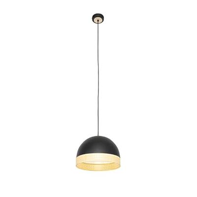 QAZQA Oosterse hanglamp zwart met rotan 30 cm - Magna Rotan