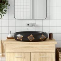 VidaXL Opzetwasbak ovaal 59x40x15 cm keramiek zwart en blauw - thumbnail