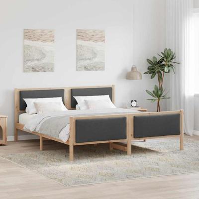 Bedframe met hoofdeinde Donkergrijs 200 x 200 cm Stof