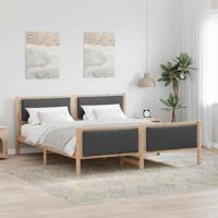 Bedframe met hoofdeinde Donkergrijs 200 x 200 cm Stof - thumbnail