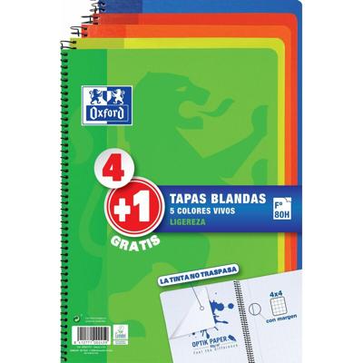 Set notitieboekjes Oxford Multicolour Din A4 80 Lakens 21,5 x 31,5 cm 5 Onderdelen