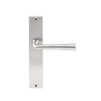 Hardbrass Deurkruk Mikonos op rechthoekig langschild blind - RVS - thumbnail