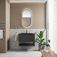 Badkamermeubelset BWS Anubis Frame 70cm 1 Lade Mat Zwart Met Wastafel (Naar Keuze) - thumbnail