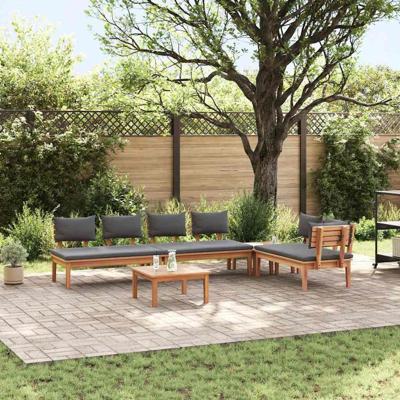 Tuinbankset met kussen met opslag 5 pcs Bruin en Grijs