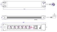 BACHMANN CONNECTUS stekkerdoos 6x geaard contact, overspanningsbeveiliging, met schakelaar, 2 m - thumbnail