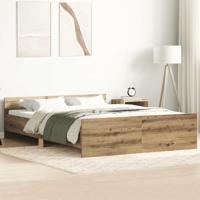 Bedframe zonder matras spaanplaat artisanaal eikenkleurig - thumbnail