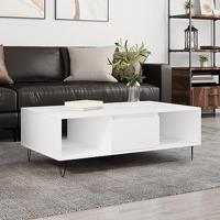 Salontafel 104x60x35 cm bewerkt hout wit - thumbnail
