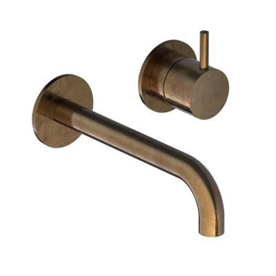 Inbouw Wastafelkraan Hotbath Cobber 18 cm Gebogen Uitloop 1-Hendel Verouderd Messing