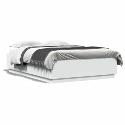 Bedframe met LED-verlichting bewerkt hout wit 150x200 cm