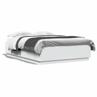Bedframe met LED-verlichting bewerkt hout wit 150x200 cm - thumbnail