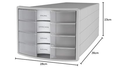 HAN IMPULS 1012-63 Ladebox Lichtgrijs DIN A4 Aantal lades: 4 HAN IMPULS 1012-63 Ladebox Lichtgrijs DIN A4 Aantal lades: 4