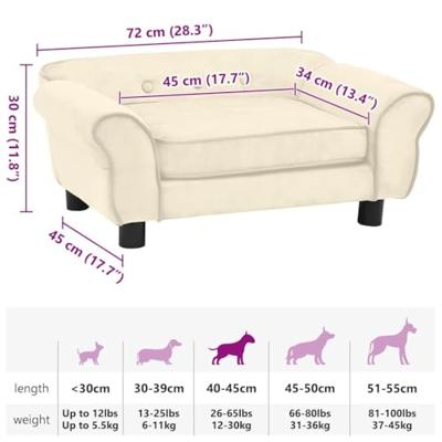 VidaXL Hondenbank 72x45x30 cm pluche crèmekleurig