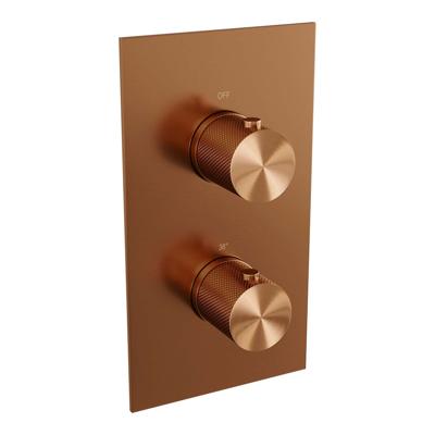 Brauer Copper Carving Thermostatische Regendoucheset Inbouw - Hoofddouche 30 cm - Gebogen Wandarm - 3 Weg - Handdouche Staaf - Doucheslang - Wandaansluitbocht