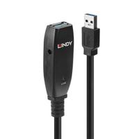 LINDY 43322 USB-kabel USB 3.2 Gen1 (USB 3.0 / USB 3.1 Gen1) USB-A stekker, USB-A bus 15.00 m Zwart - thumbnail
