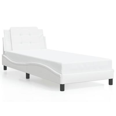 Bedframe met hoofdbord kunstleer wit 100x200 cm
