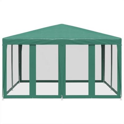 Partytent met 8 mesh zijwanden 4x4 m HDPE groen - thumbnail