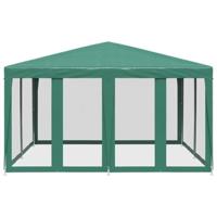 Partytent met 8 mesh zijwanden 4x4 m HDPE groen - thumbnail