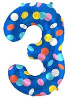 Folieballon &apos;3&apos; Kleurrijke Stippen - thumbnail