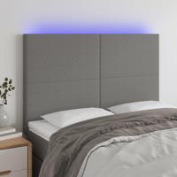Hoofdbord LED 144x5x118/128 cm stof donkergrijs - thumbnail