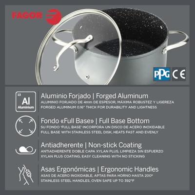 Kookpot Fagor Grijs Ø 20 cm Gehard aluminium