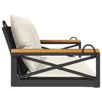 Schommelbank met kussens 109x62x40 cm poly rattan zwart - thumbnail
