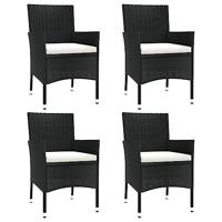 Tuinstoelen met kussens 4 st zwart poly rattan (alleen VK/IE/FI/NO) - thumbnail