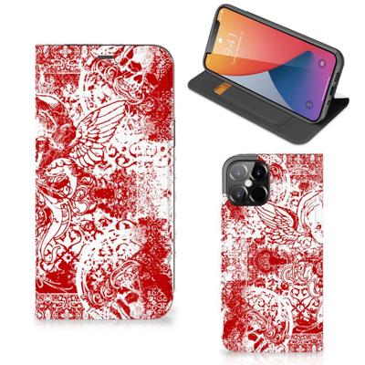 Mobiel BookCase iPhone 12 Pro Max Angel Skull Rood Mobiel BookCase iPhone 12 Pro Max Angel Skull Rood