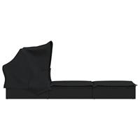 Ligbed met inklapbaar dak 213x63x97 cm poly rattan zwart - thumbnail
