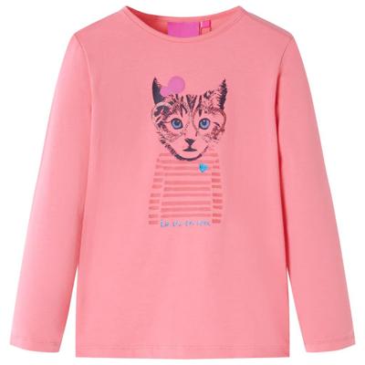 Kindershirt met lange mouwen kattenprint 116 roze