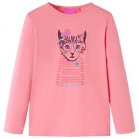 Kindershirt met lange mouwen kattenprint 116 roze - thumbnail