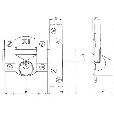 Veiligheidsslot Fac 03014030 Donker grijs Staal 38 mm