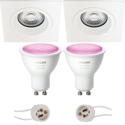 Philips Hue LED Inbouwspot Vierkant Mat Wit 93mm GU10 Bluetooth