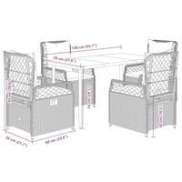 5-delige Tuinset met kussens poly rattan grijs - thumbnail
