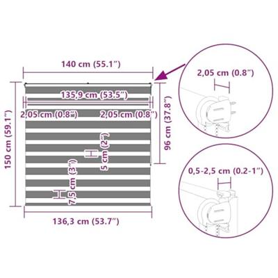 VidaXL Zebra rolgordijn 140x150 cm stofbreedte 135,9cm polyester wit