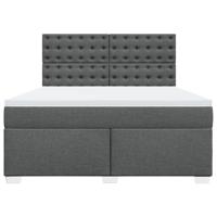 Boxspring met matras stof donkergrijs 180x200 cm - thumbnail
