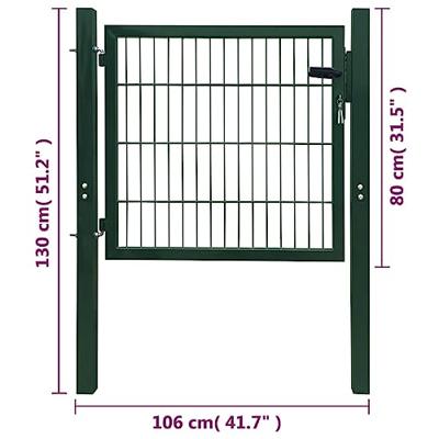 VidaXL Poort dubbelstaafmat (enkel) 106x130 cm groen