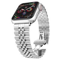 By Qubix - Metalen schakelband - Zilver - Compatible met Apple watch 38mm / 40mm / 41mm / 42mm - Compatible Apple watch bandjes - thumbnail