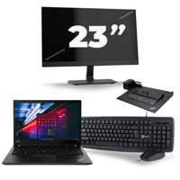 Lenovo ThinkPad T490 - Intel Core i5-8e Generatie - 14 inch - 16GB RAM - 256GB SSD - Windows 11 Home + 1x 23 inch Monitor - thumbnail